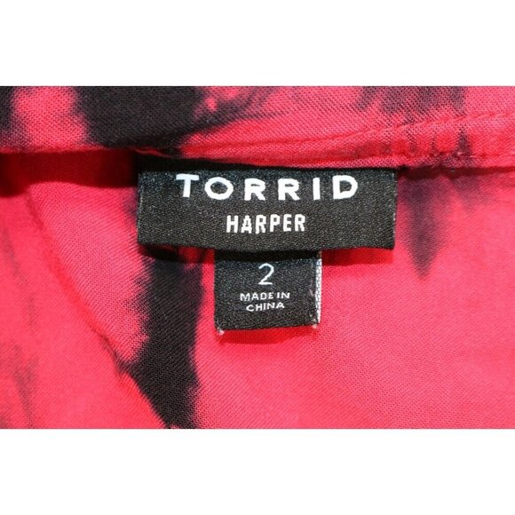 Torrid Harper Tie-Dye 3/4 Roll Tabbed Sleeve Top-Size 2X-BOHO-Hippie - Picture 5 of 11